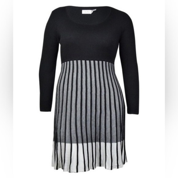 Calvin Klein, Knit, Colorblock, Pleated Bottom, Sweater Dress, Size 2X, NWOT - Picture 6 of 12